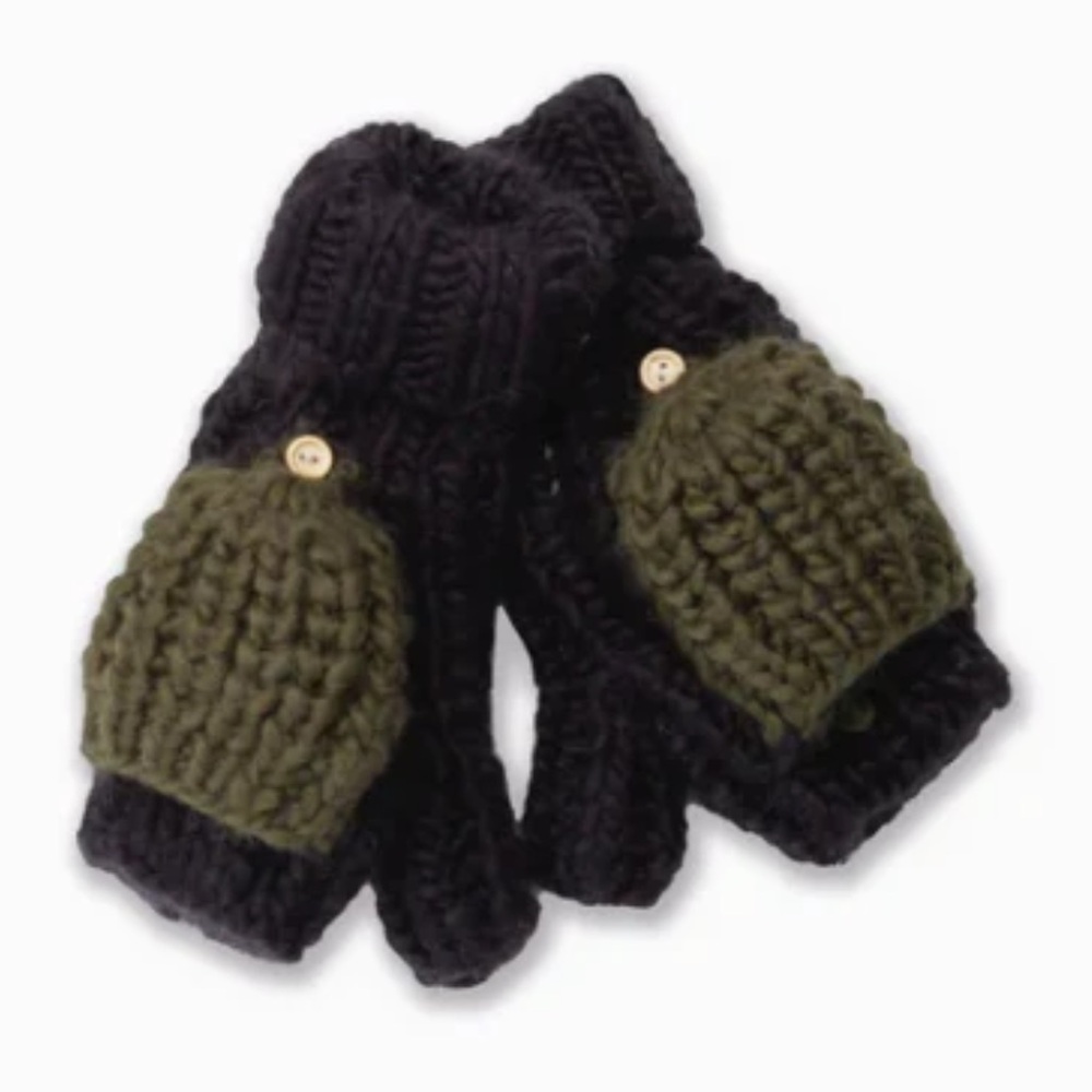 Lookbym Hand Knitted Cotton Candy Flip Mittens